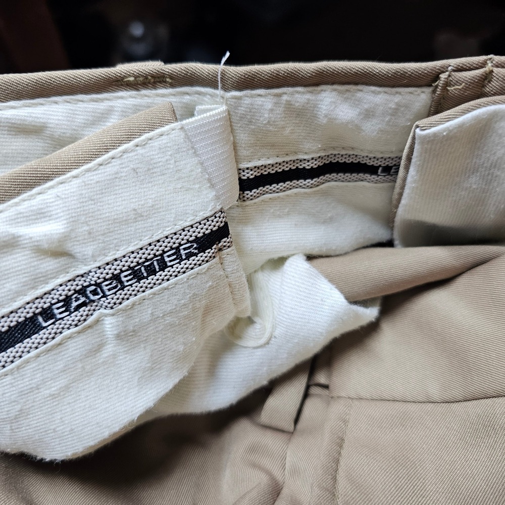 Jos A Bank Leadbetter Golf Pants Mens 36x32 Tan Pleated Cuffed Khaki Trousers - Picture 5 of 13